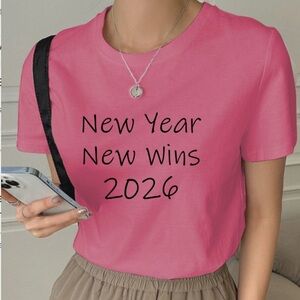 Pink Graphic Tee - New Year New Wins 2026